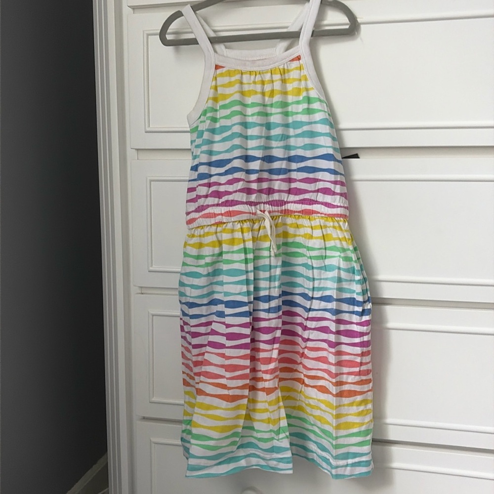 Primary rainbow striped dress